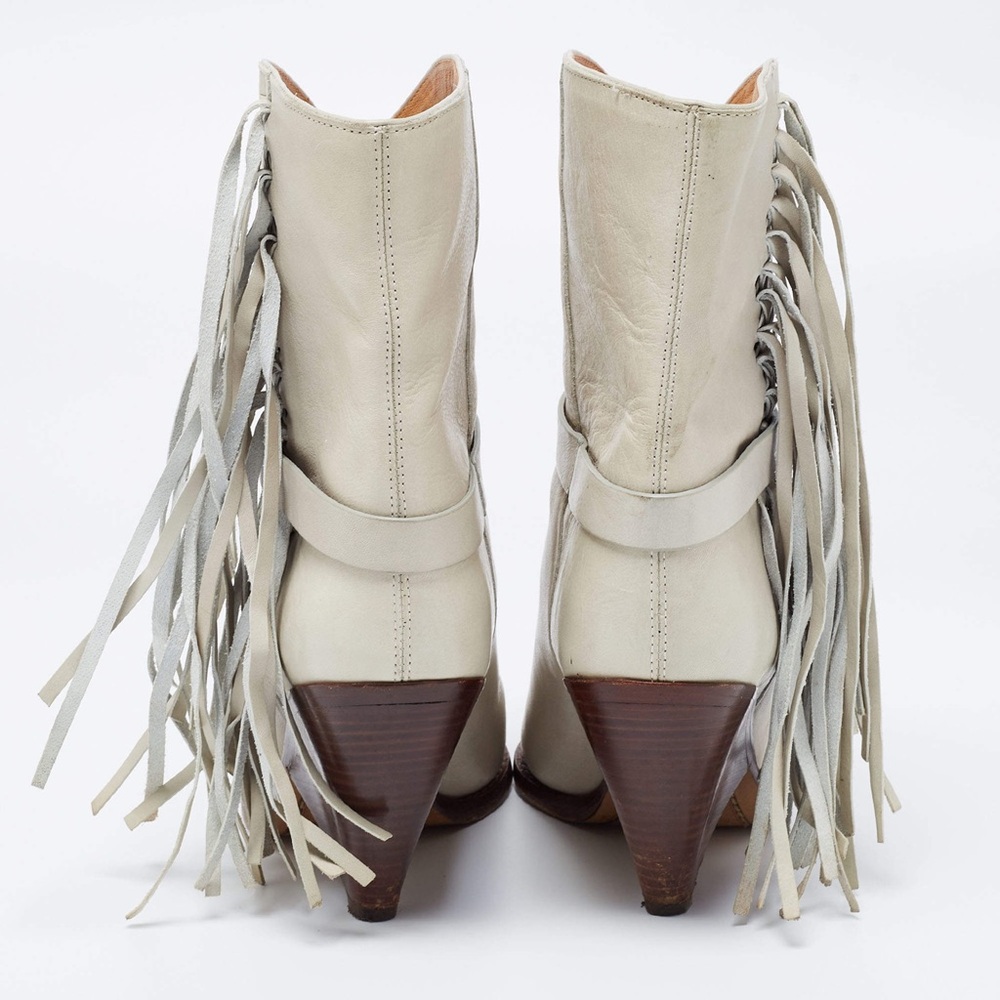 ISABEL MARANT Loffen Fringed Leather Ankle Boots, Size 37 - Picture 13 of 13